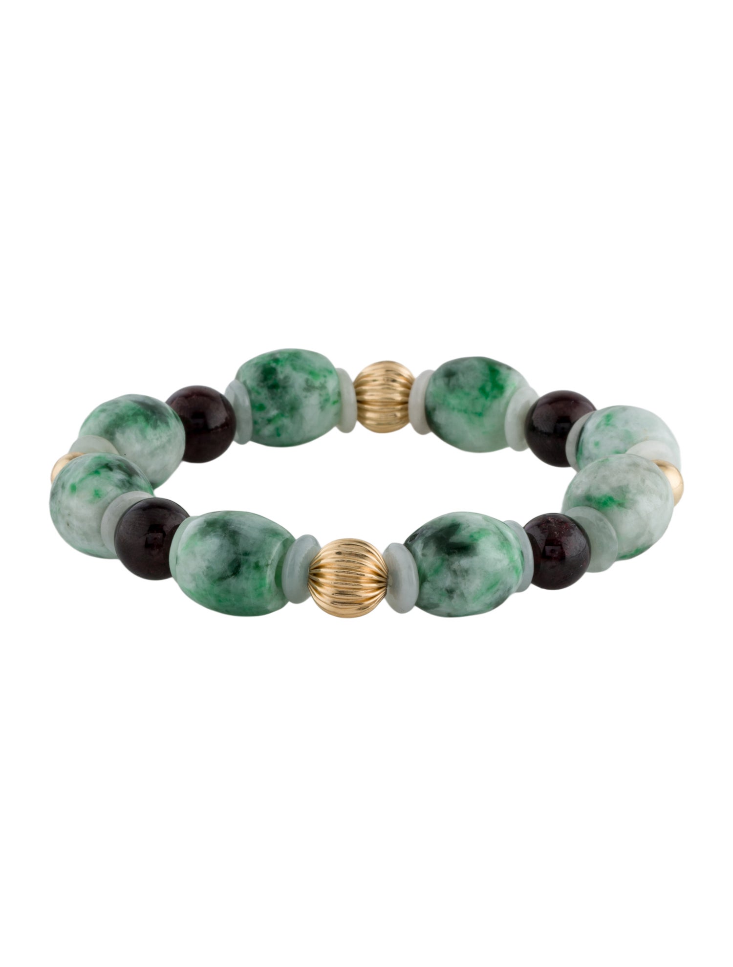 Bracelet 14K Dyed Jadeite & Garnet Bead