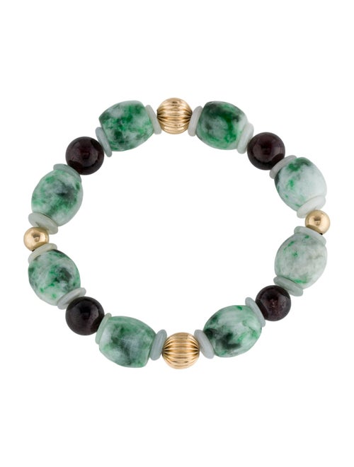 Bracelet 14K Dyed Jadeite & Garnet Bead Bracelet