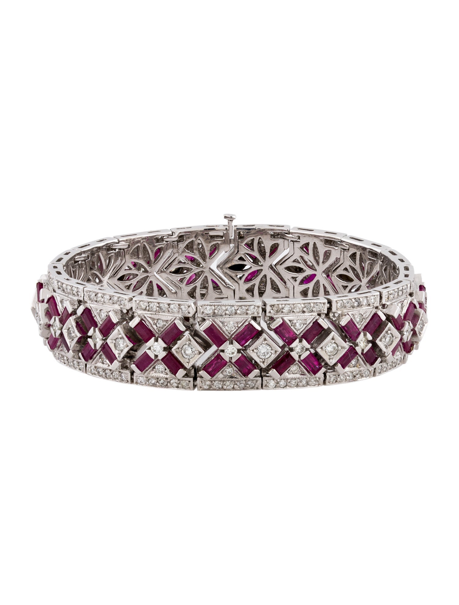 Bracelet Art Deco 18K Ruby & Diamond Link