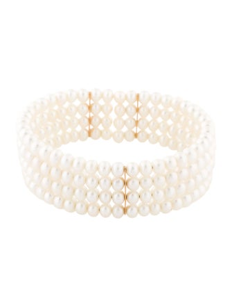 Bracelet 14K Pearl Multi Row Cuff Bracelet