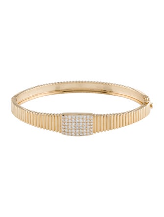 Bracelet 14K Diamond Fluted Hinged Bangle