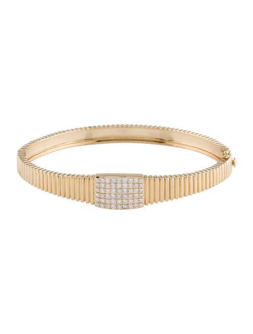 Bracelet 14K Diamond Fluted Hinged Bangle