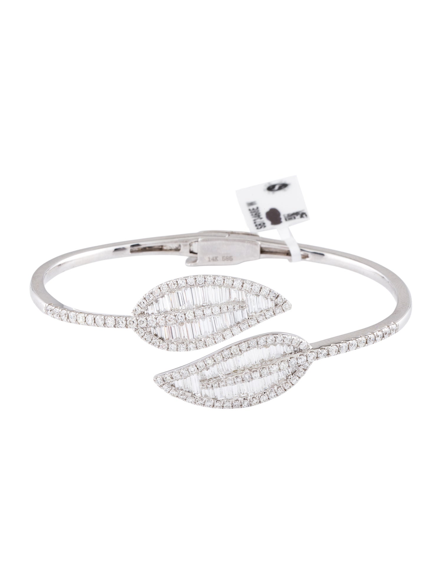 Bracelet 14K Diamond Leaf Cuff w/ Tags