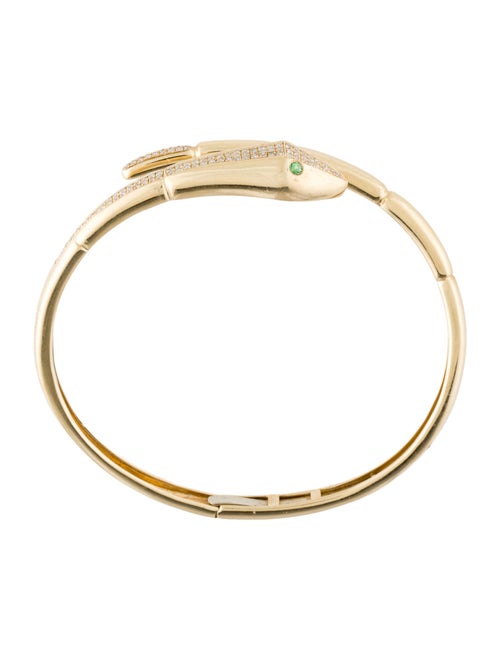 Bracelet 14K Tsavorite & Diamond Snake Hinged Bangle