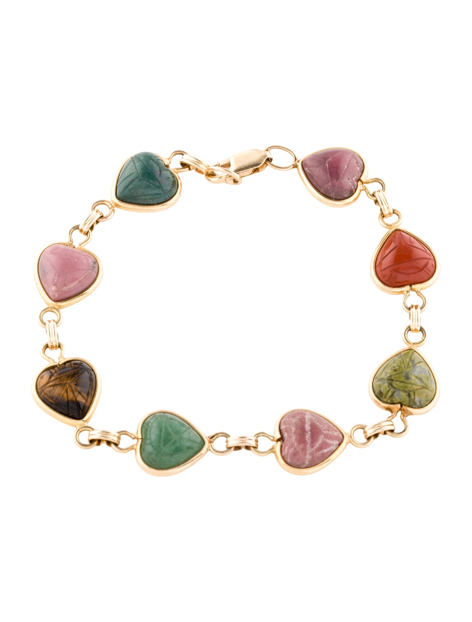 Bracelet 14K Multi-Stone Heart Scarab