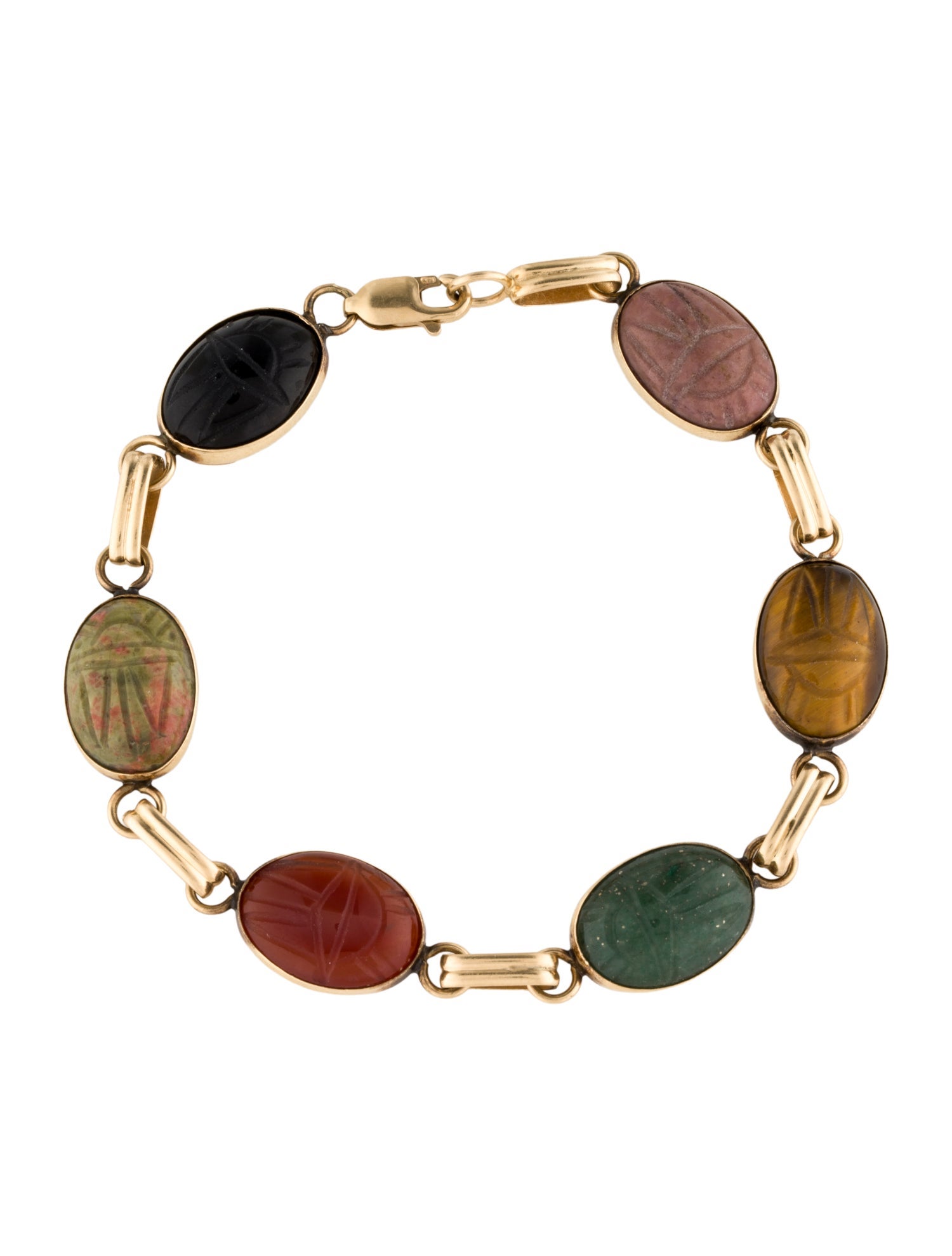 Bracelet 14K Multistone Scarab Station