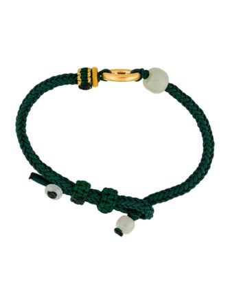 Bracelet 24K Nephrite Bead & Charm Cord Bracelet