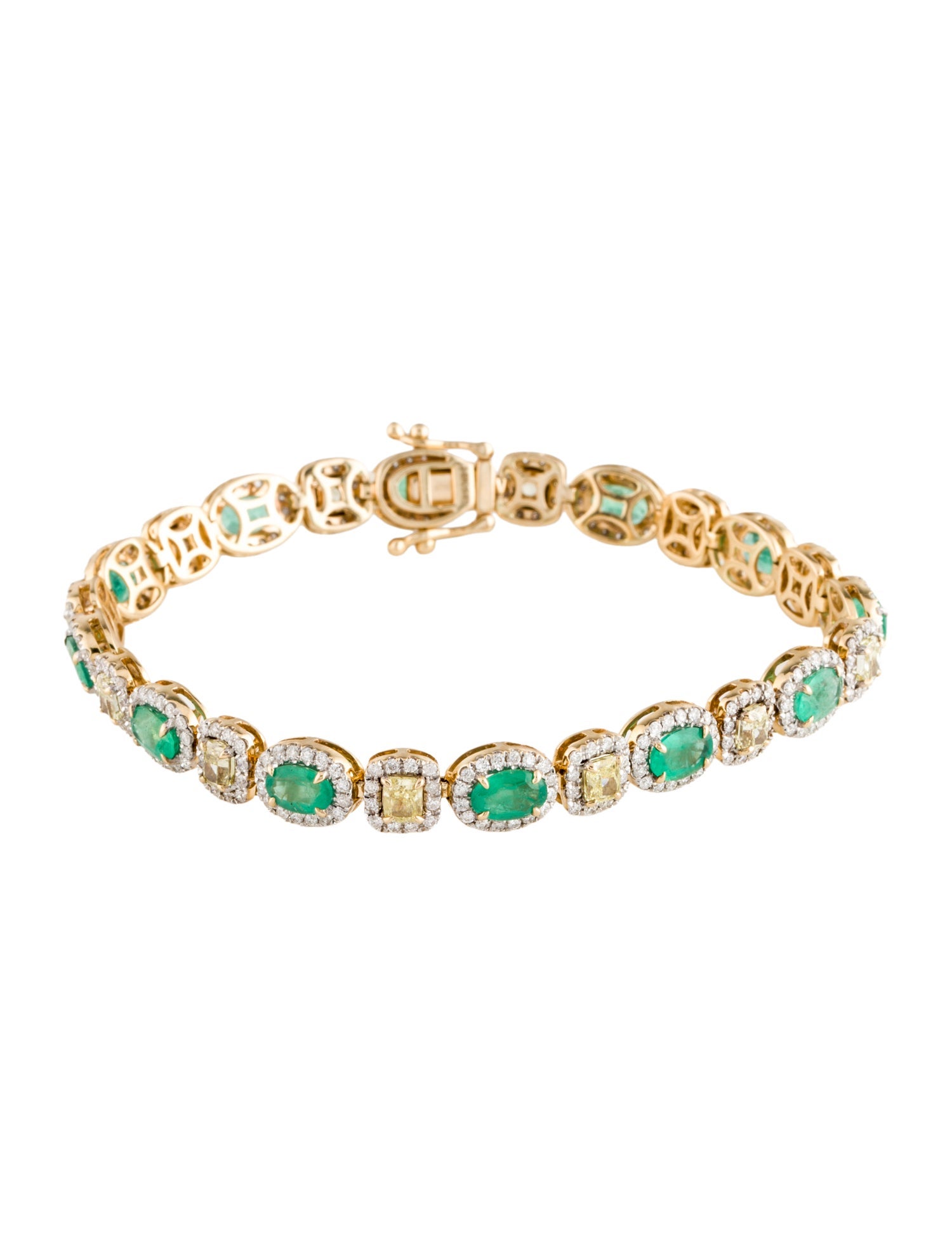 Bracelet 14K 4.78ct Emerald & Diamond Link Bracelet