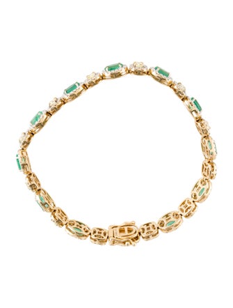 Bracelet 14K 4.78ct Emerald & Diamond Link Bracelet