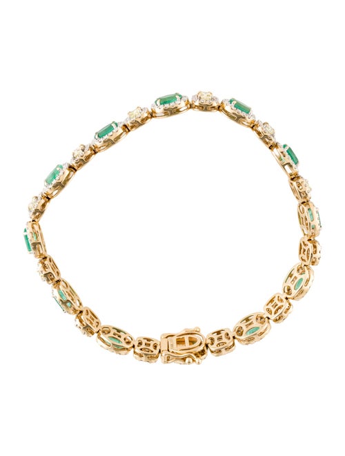 Bracelet 14K 4.78ct Emerald & Diamond Link Bracelet