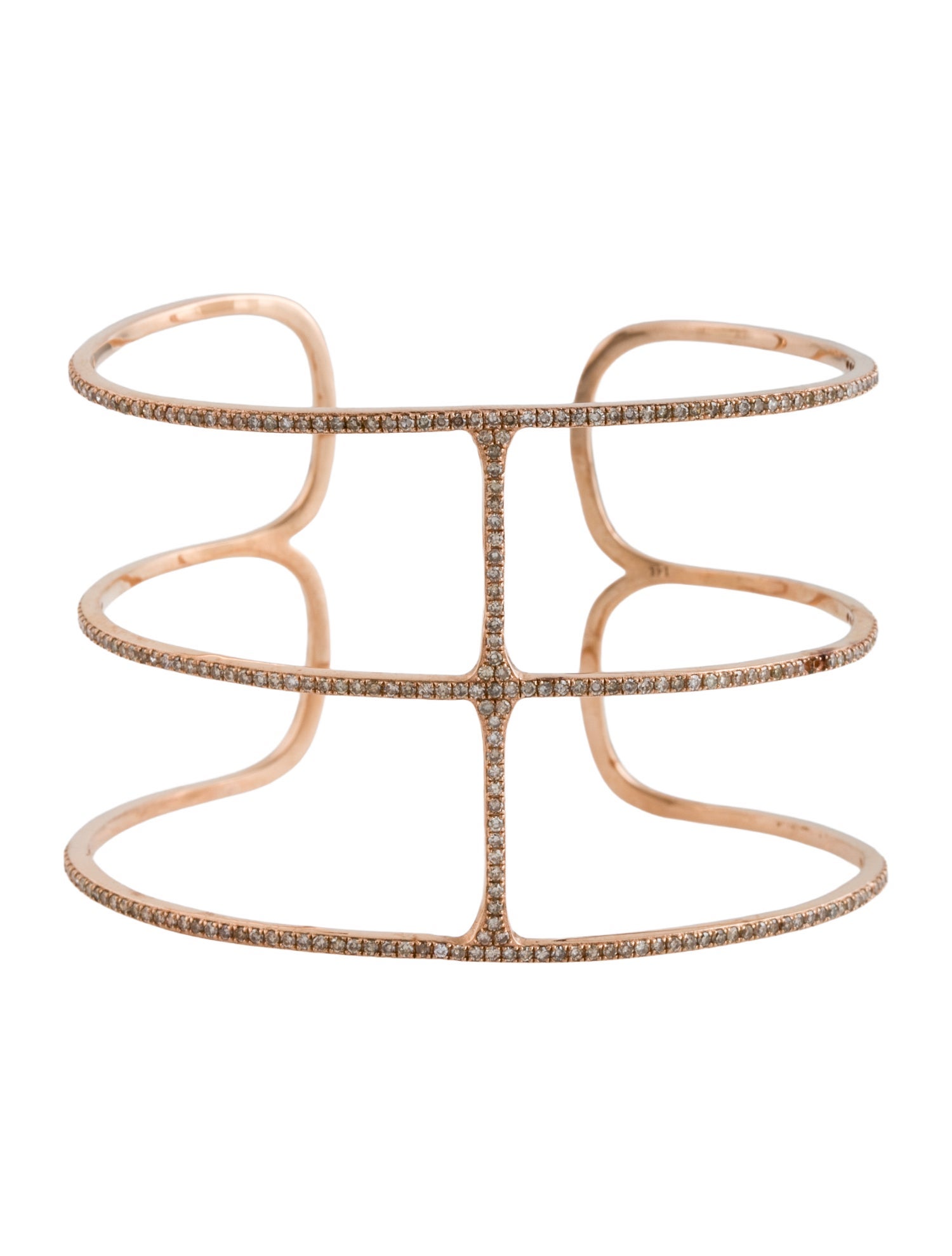 Bracelet 14K 1.79ctw Diamond Triple Row Cuff