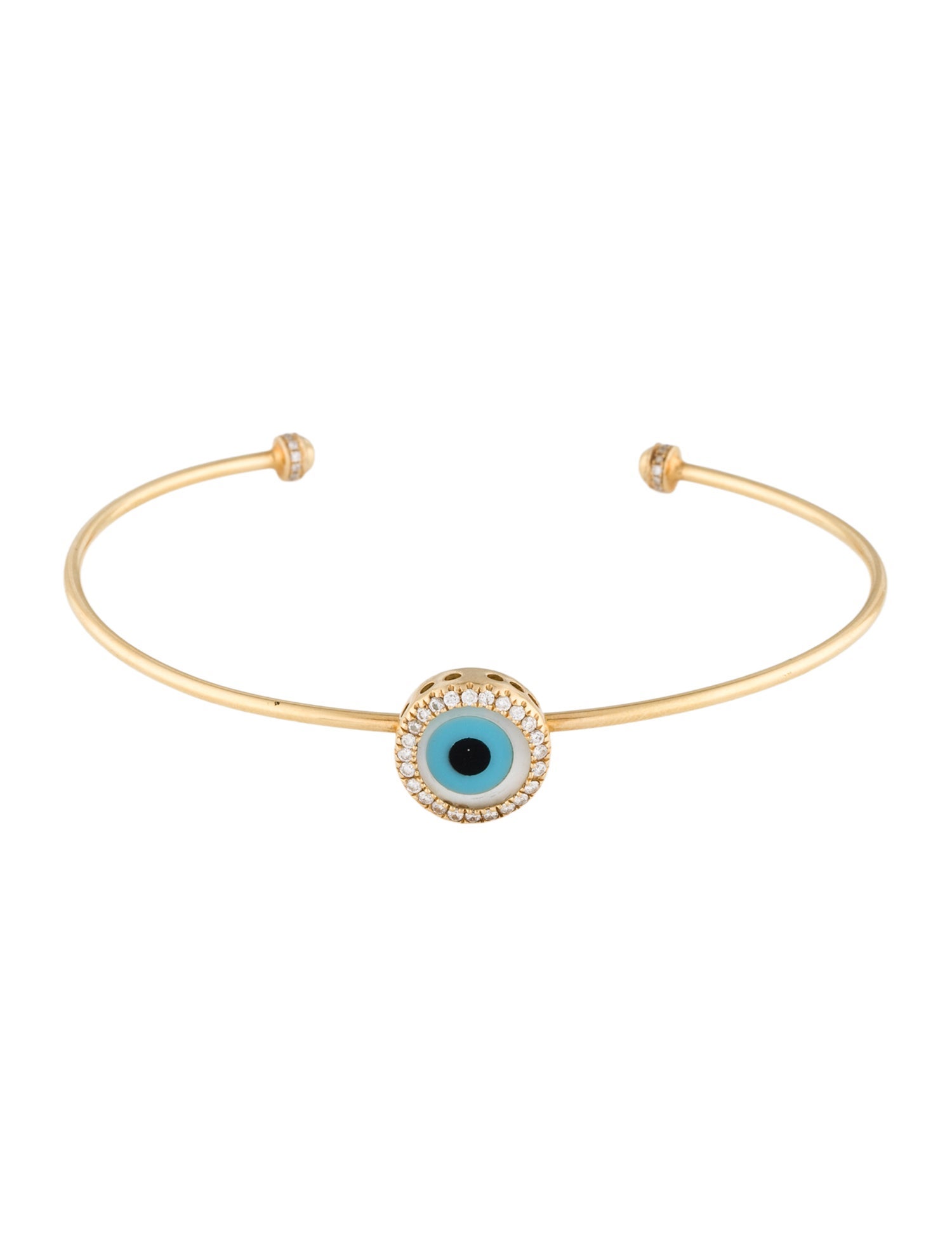 Bracelet 18K Mother of Pearl & Diamond Evil Eye Cuff Bracelet