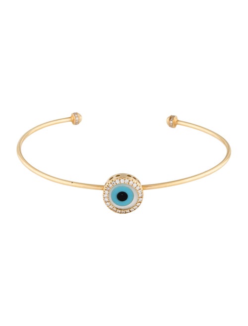 Bracelet 18K Mother of Pearl & Diamond Evil Eye Cuff Bracelet
