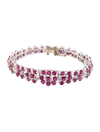 Bracelet 14K 12.95ctw Ruby & Diamond Link Bracelet