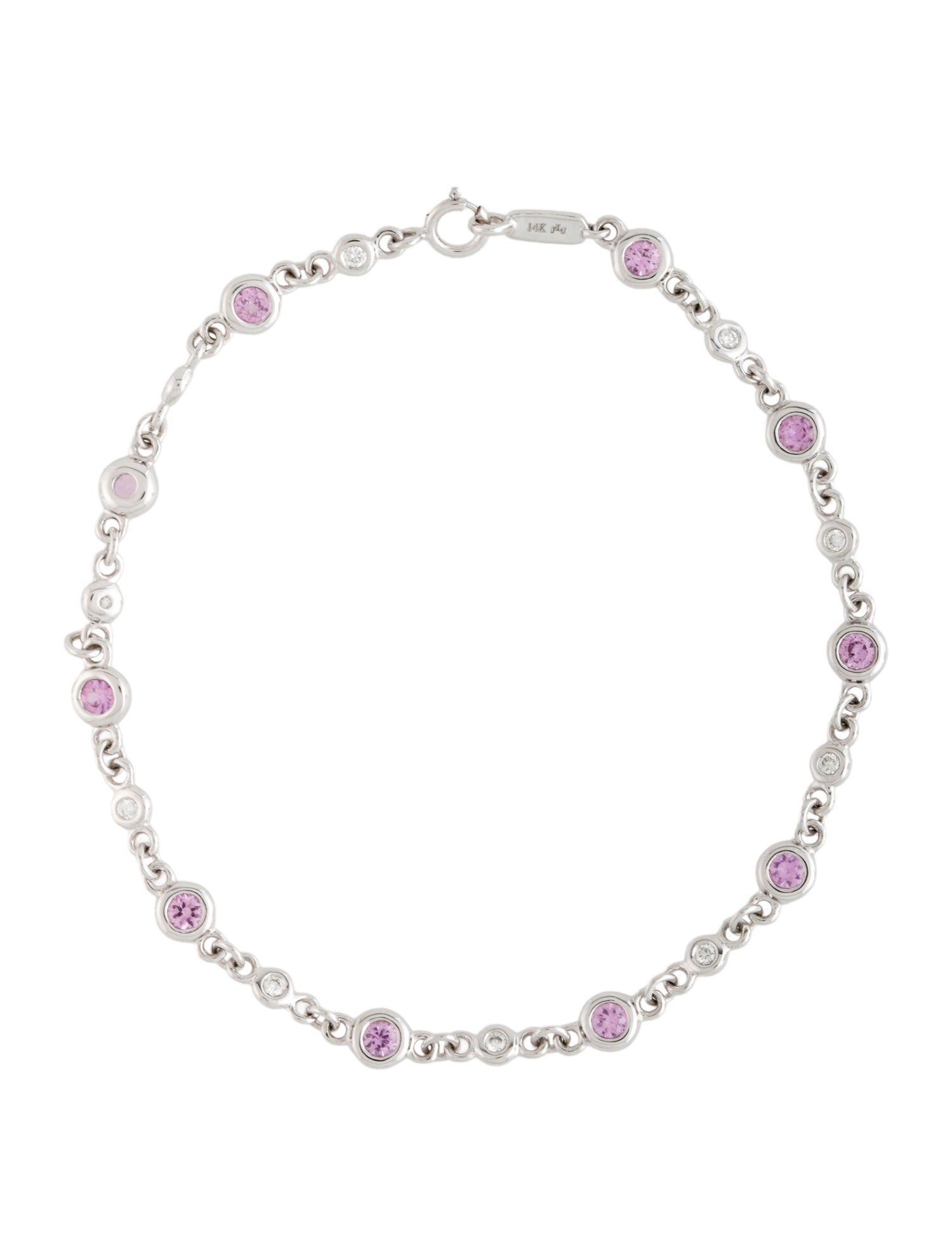 Bracelet 14K Pink Sapphire & Diamond Link