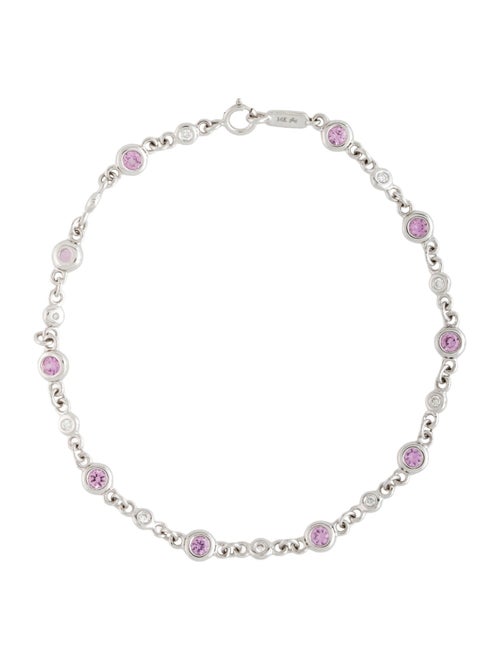 Bracelet 14K Pink Sapphire & Diamond Link Bracelet