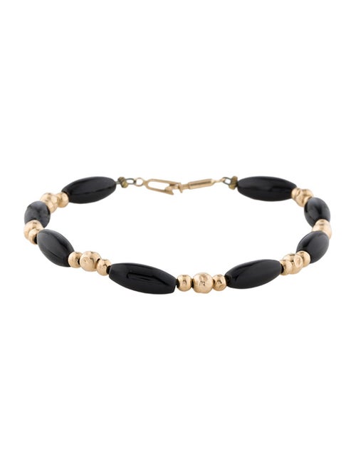 Bracelet 14K Onyx Bead Station Bracelet