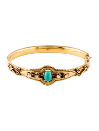 Bracelet 14K Pearl & Turquoise Bangle Bracelet