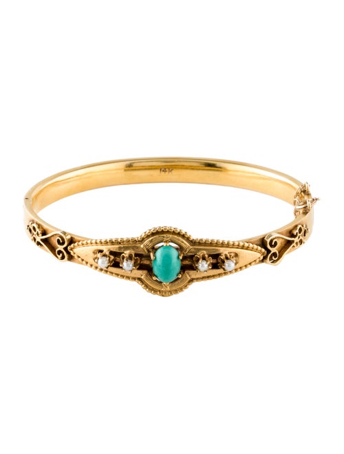 Bracelet 14K Pearl & Turquoise Bangle Bracelet