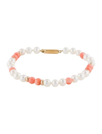 Bracelet 14K Coral & Pearl Bracelet