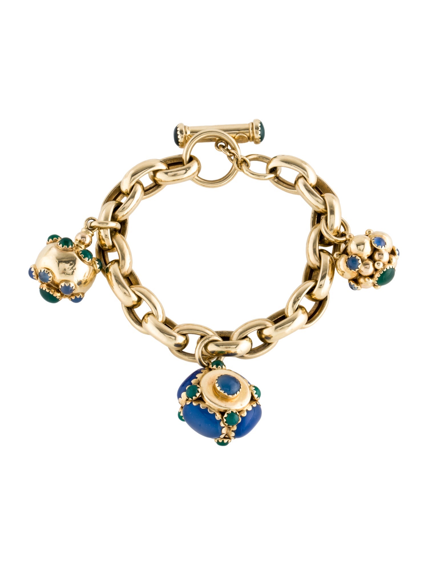 Bracelet 14K Dyed Chalcedony & Chalcedony Station