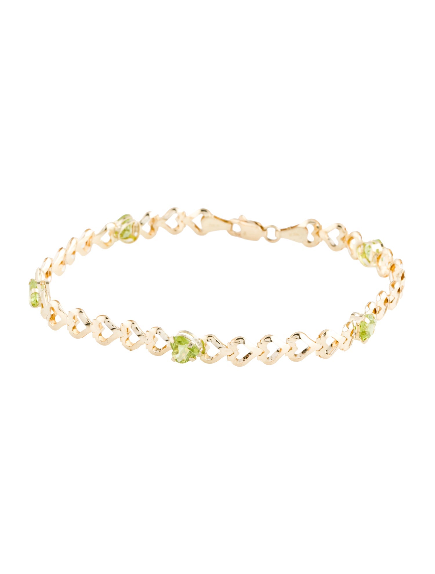 Bracelet 14K Peridot Station Link Bracelet