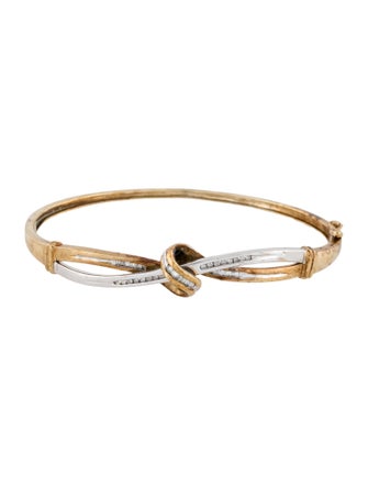 Bracelet 10K Diamond Swirl Hinged Bangle