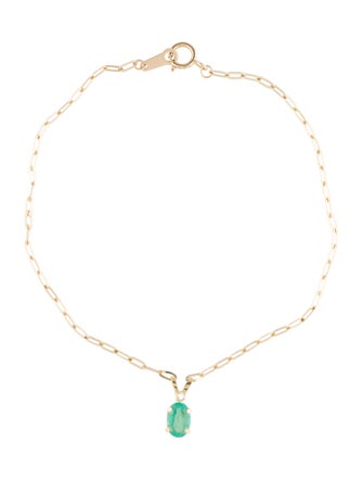 Bracelet 14K Emerald & Diamond Link Bracelet