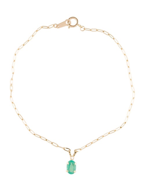 Bracelet 14K Emerald & Diamond Link Bracelet
