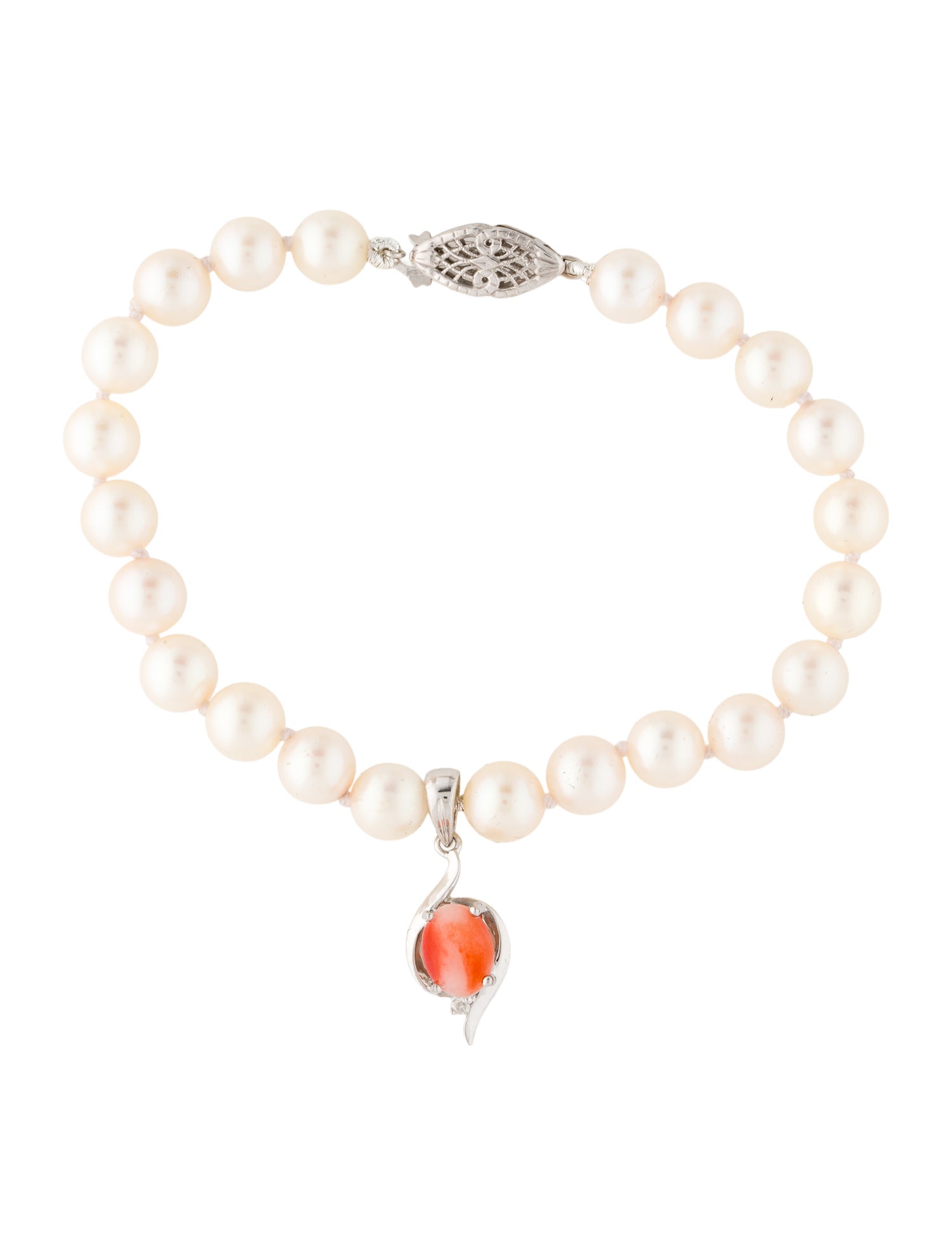 Bracelet 14K Coral & Pearl Bead Necklace