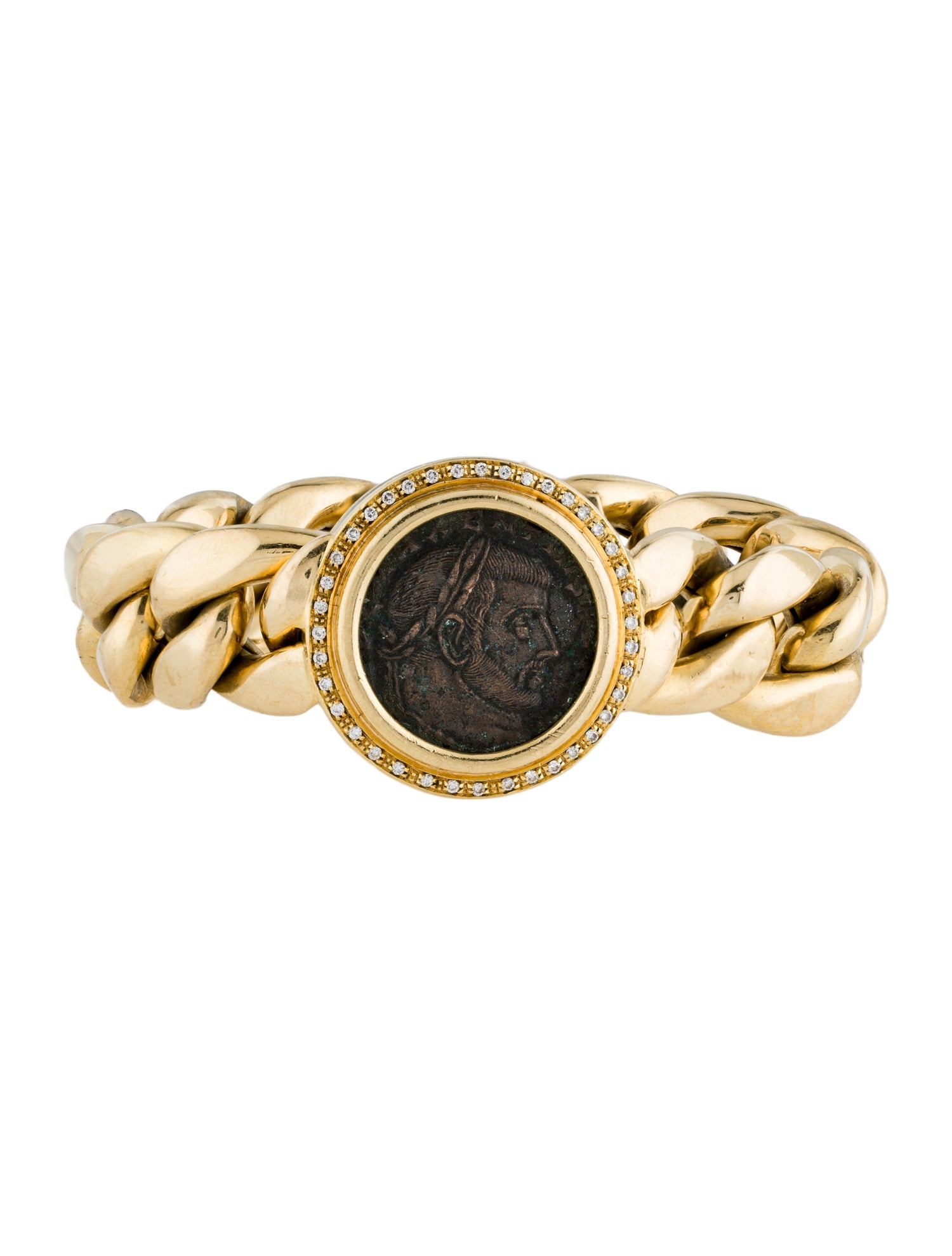 Bracelet 18K Diamond Maxentius Coin Curb Chain