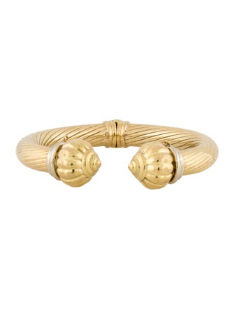 Bracelet 18K Textured Dome Hinged Cuff