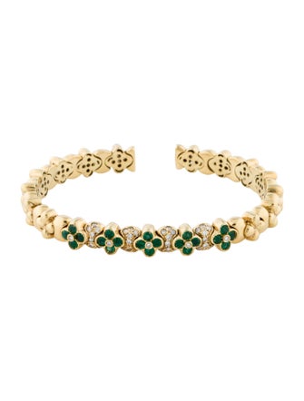 Bracelet 18K Emerald & Diamond Cuff Bracelet
