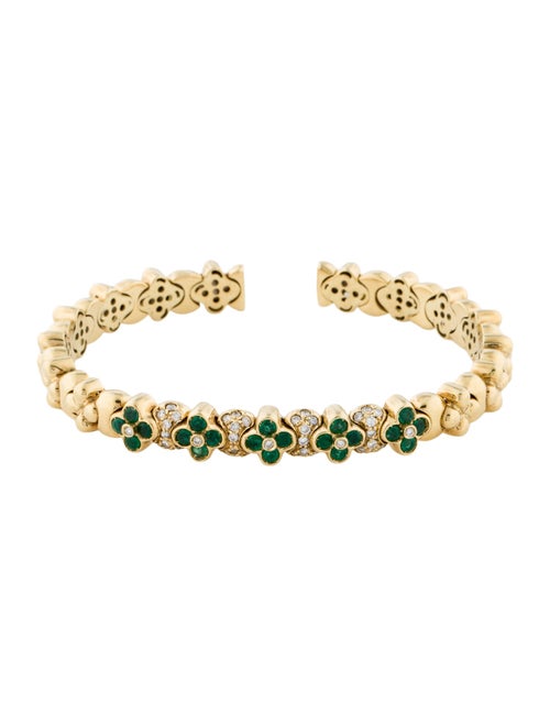 Bracelet 18K Emerald & Diamond Cuff Bracelet