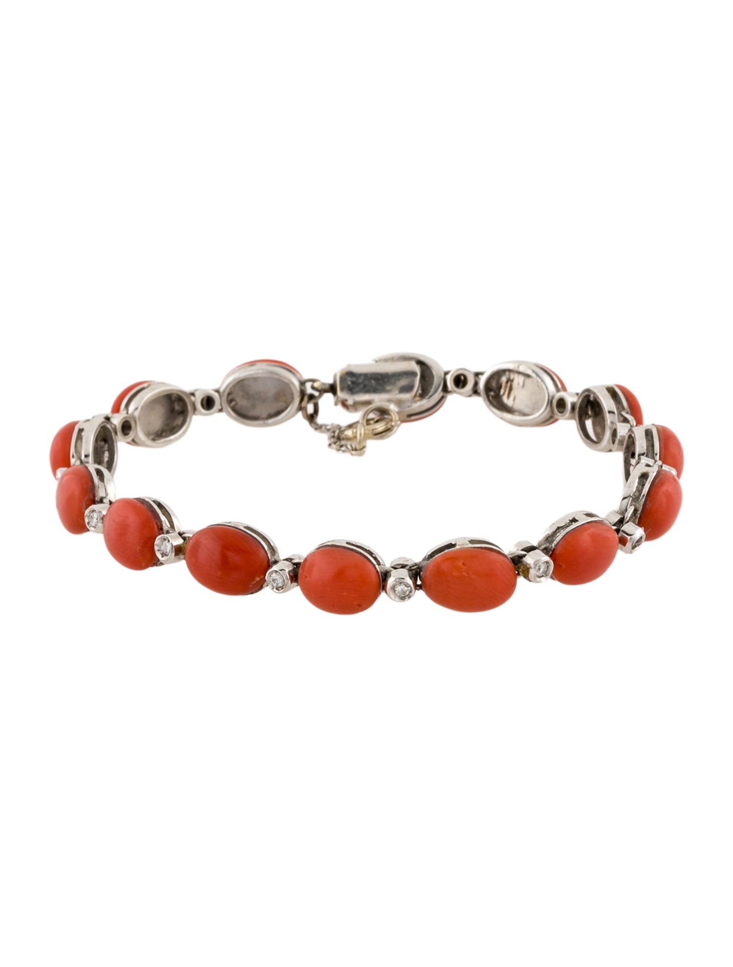 Bracelet 18K Coral & Diamond Link
