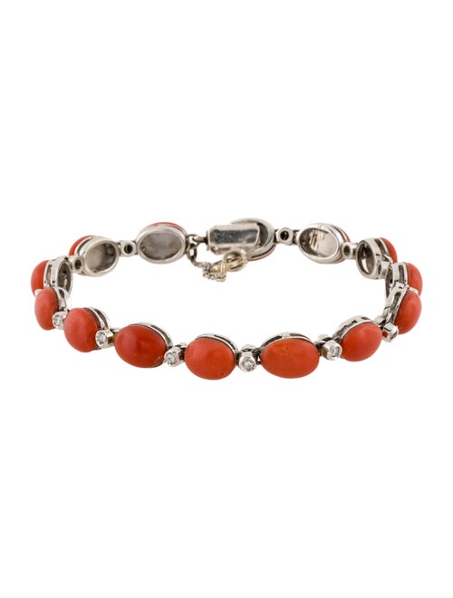 Bracelet 18K Coral & Diamond Link Bracelet