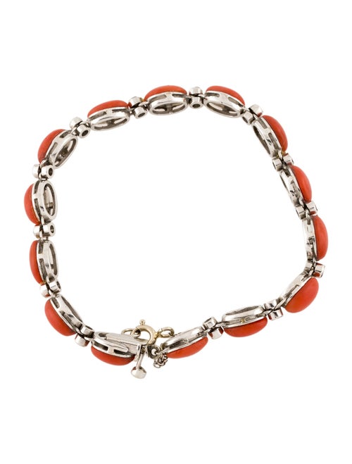 Bracelet 18K Coral & Diamond Link Bracelet