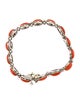 Bracelet 18K Coral & Diamond Link Bracelet