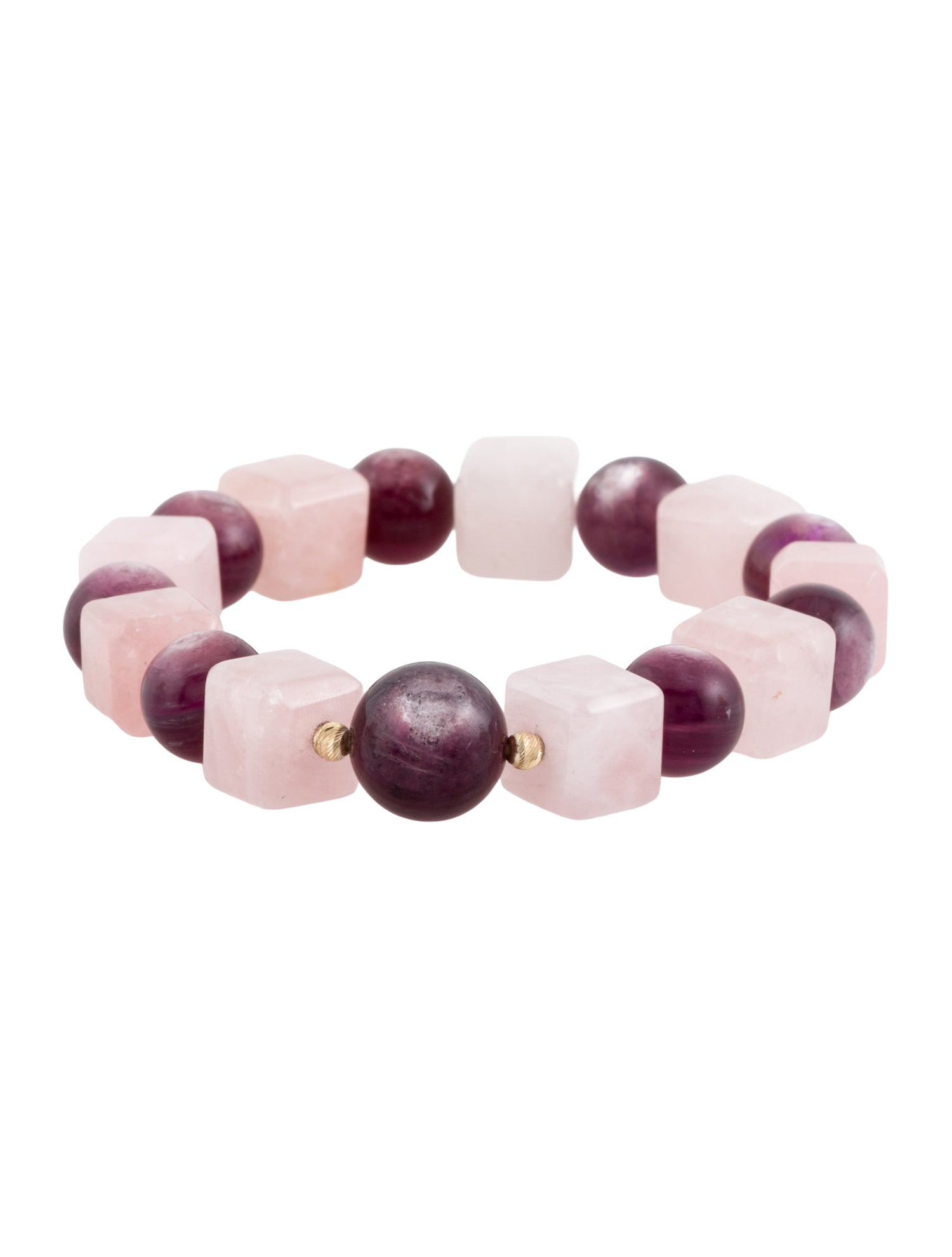 Bracelet 14K Dyed Muscovite & Rose Quartz Bead Strand