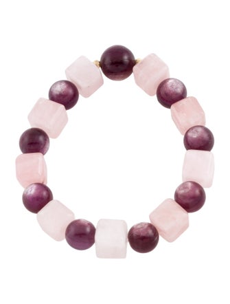 Bracelet 14K Dyed Muscovite & Rose Quartz Bead Strand Bracelet