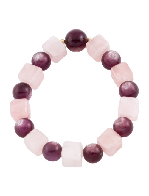 Bracelet 14K Dyed Muscovite & Rose Quartz Bead Strand Bracelet