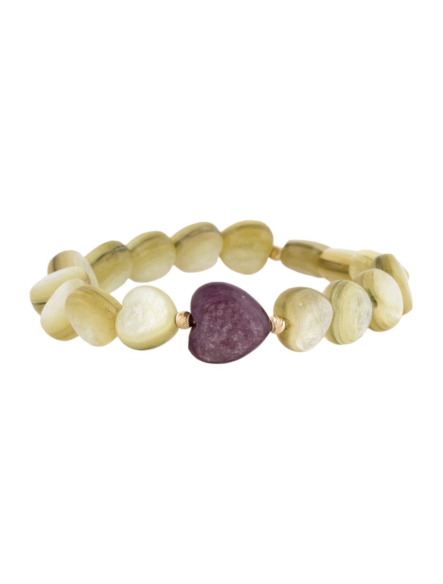 Bracelet 14K Muscovite & Lepidolite Heart Bead