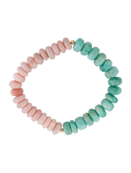 Bracelet 14K Dyed Amazonite & Opal Bead Stretch Bracelet