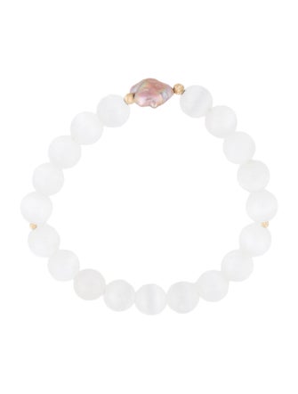 Bracelet 14K Pearl & Selenite Bead Bracelet