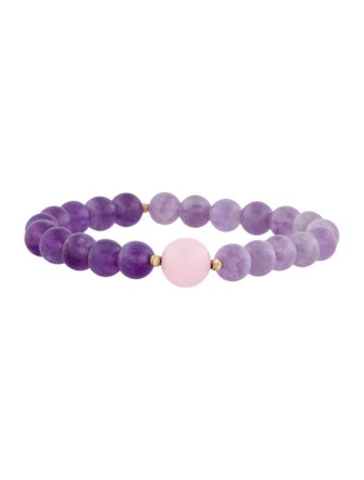 Bracelet 14K Amethyst & Dyed Quartzite Bead Bracelet