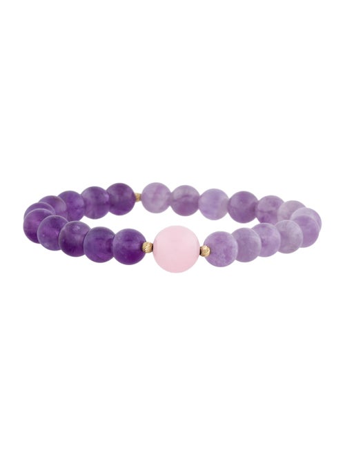 Bracelet 14K Amethyst & Dyed Quartzite Bead Bracelet
