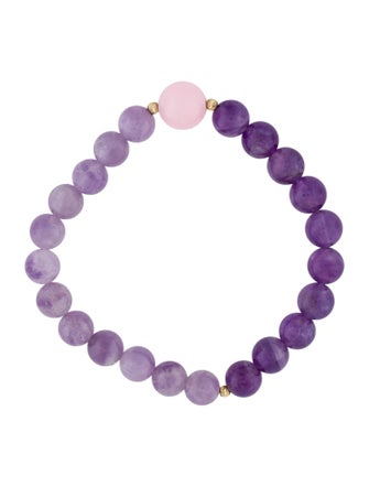 Bracelet 14K Amethyst & Dyed Quartzite Bead Bracelet