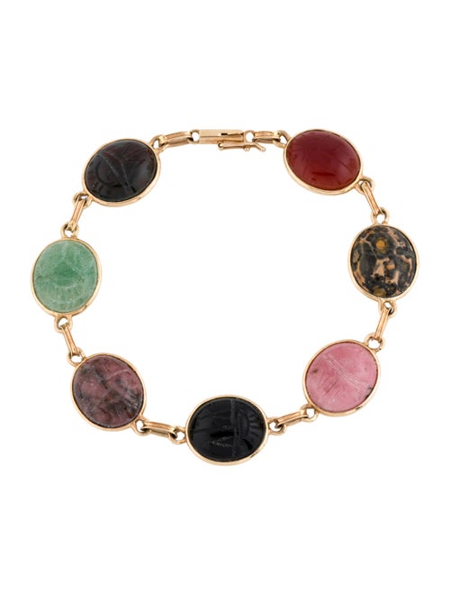 Bracelet 14K Multistone Scarab Station Bracelet