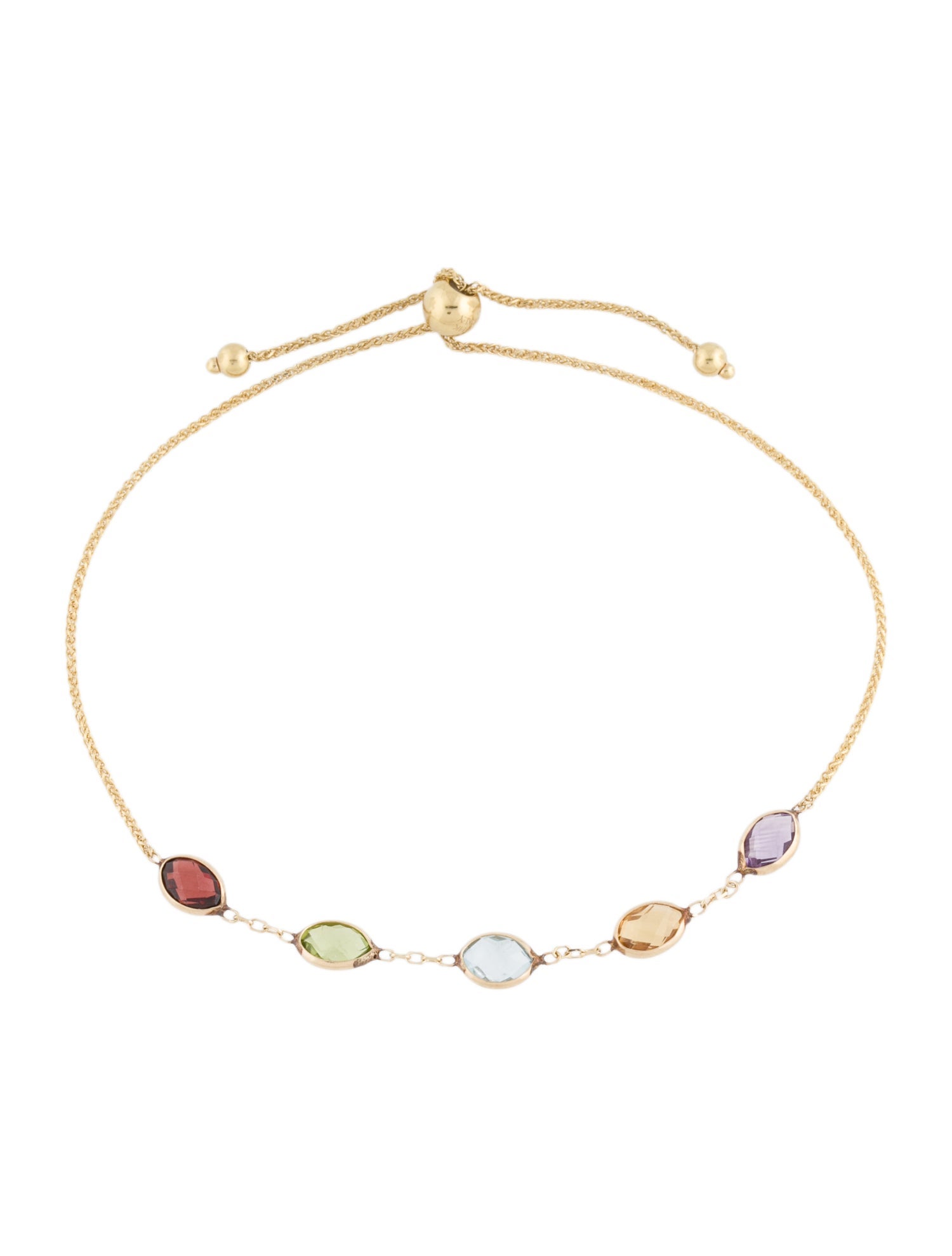 Bracelet 14K Multistone Adjustable