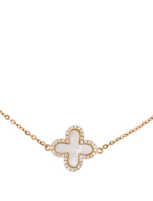 Bracelet 18K Mother of Pearl & Diamond Triple Clover Station Bracelet